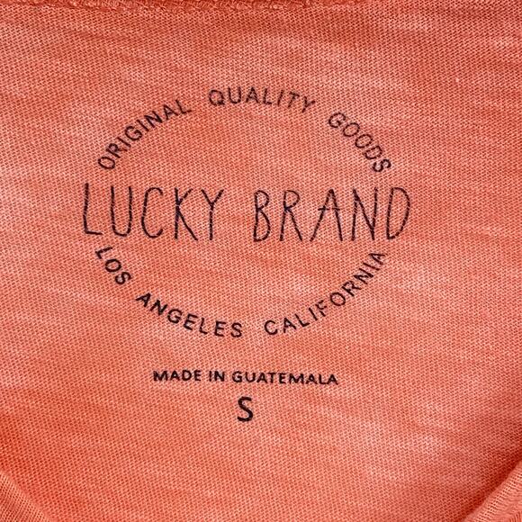 Lucky Brand Tie Dye Top Women's Size Small Orange Bronze Studs Round Neck Casual - Picture 3 of 6